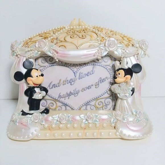 Disneyland Disney World Vintage Mickey Minnie Mouse Wedding Frame - Picture 1 of 5